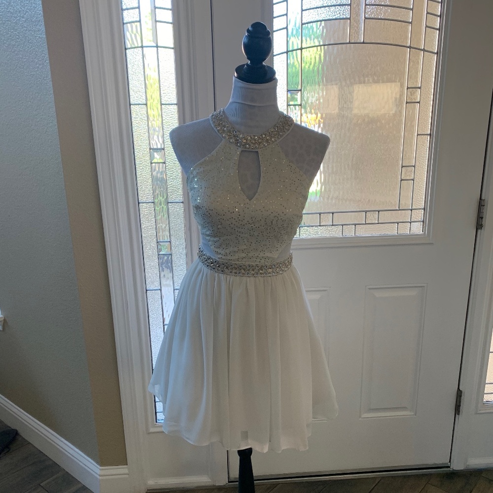 B Darlin White With Gold Party Dress